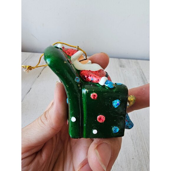 Santa couch glitter ornament sparkle Xmas tree - Picture 6 of 9